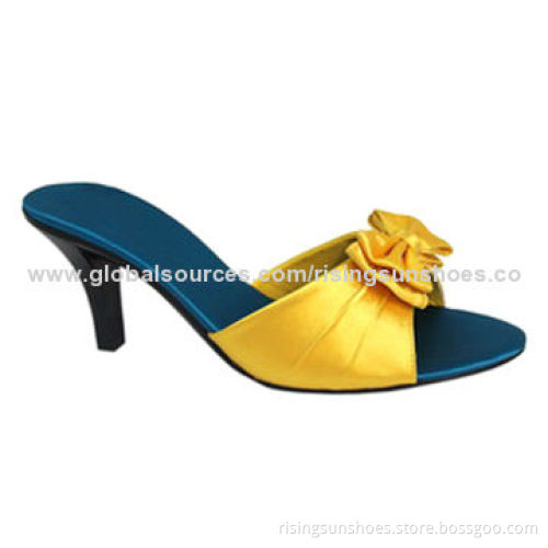 Women's Trendy Heel Slippers, Satin Upper and Insole with Bow Decoration, OEM Orders are WelcomeNew
